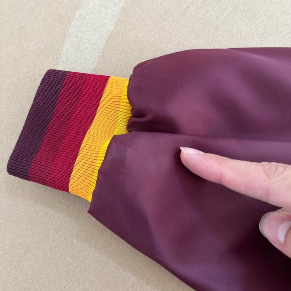 Vintage Swingster Trucker Maroon Snap Satin Chain Stitched Jacket Mens Large - Picture 11 of 14